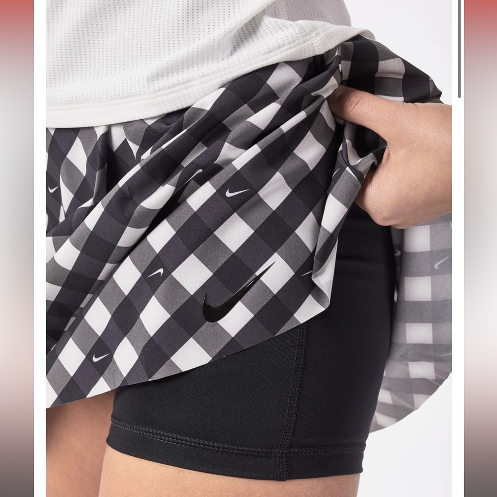 Nike Core Club Printed Tennis Skirt Skort Black White Gingham XL - Picture 4 of 16